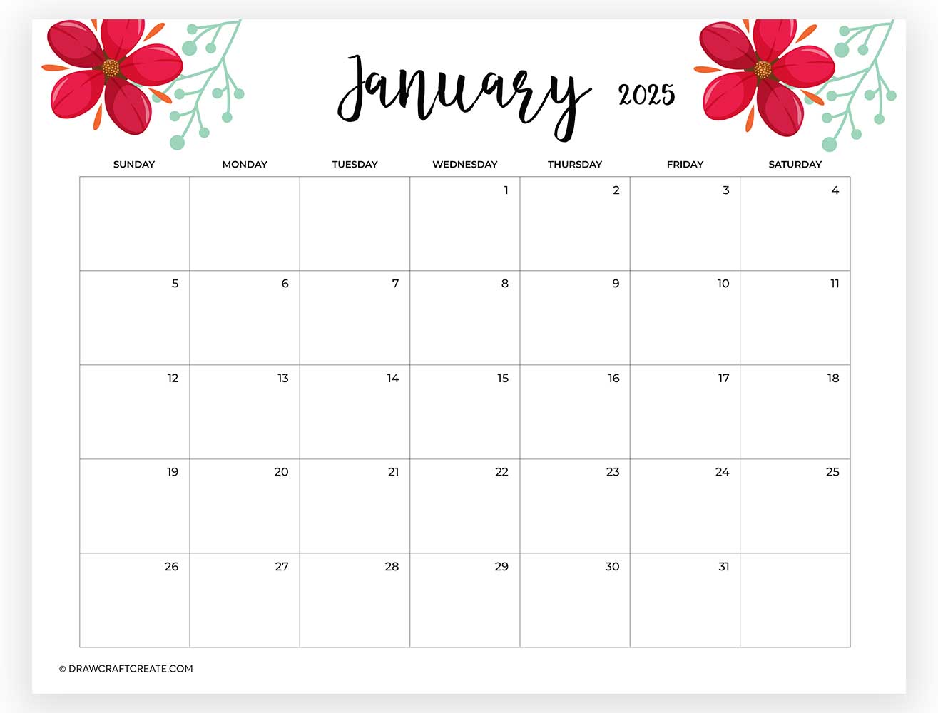 january 2025 calendar