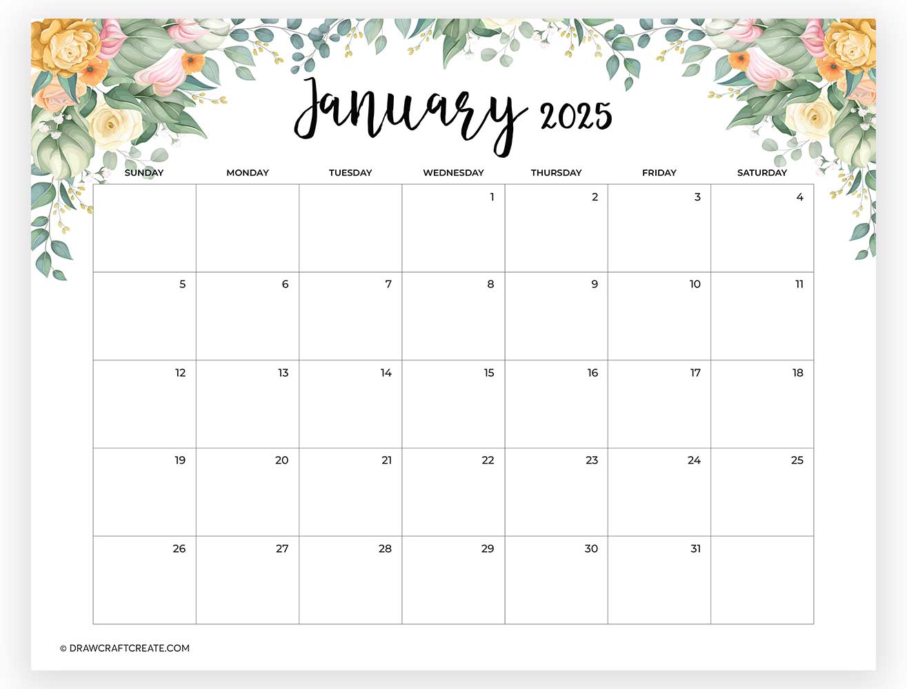 january 2025 calendar