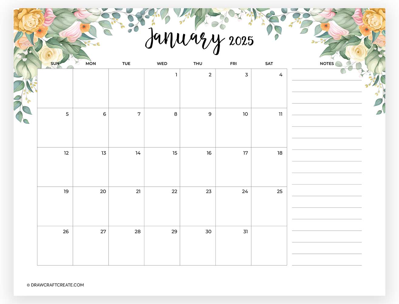 january 2025 calendar