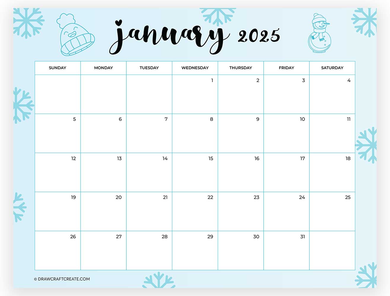 january 2025 calendar