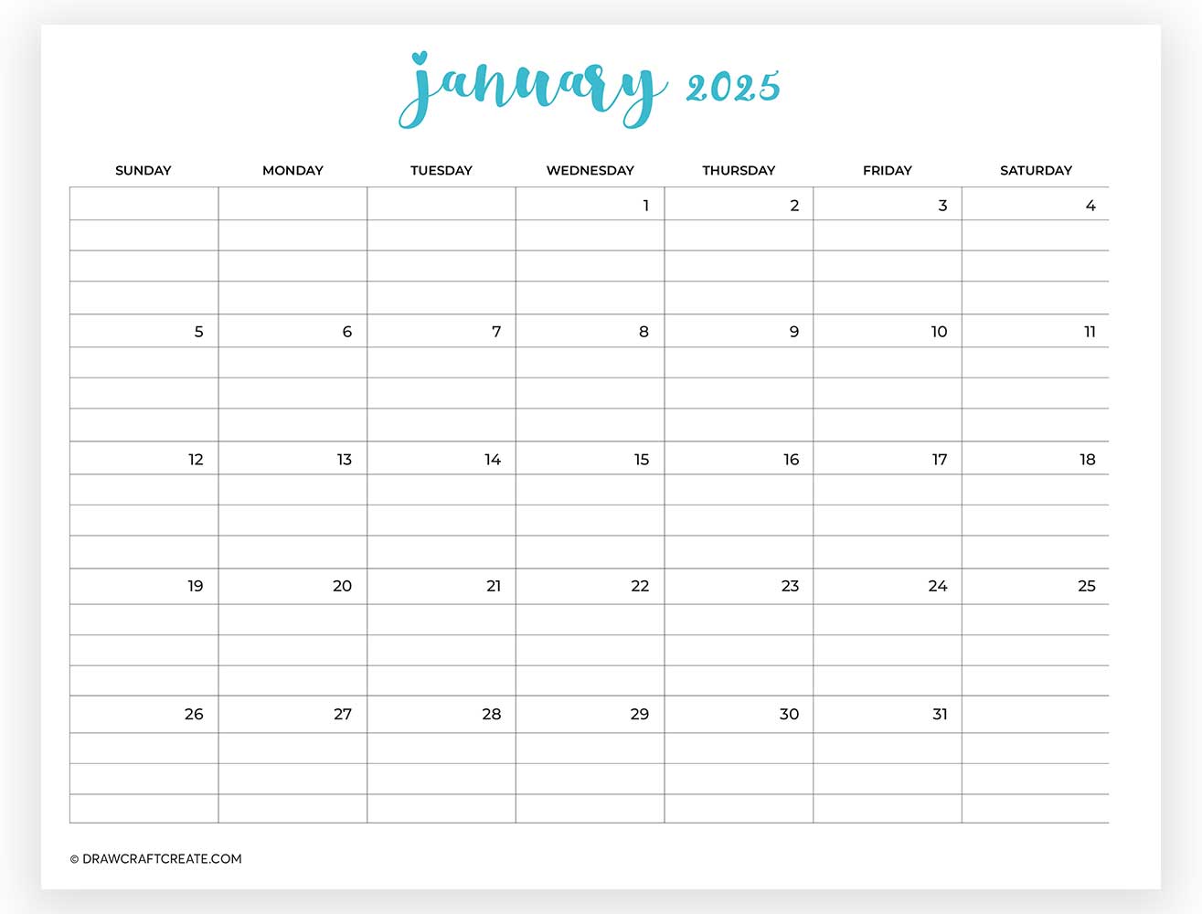 january 2025 calendar