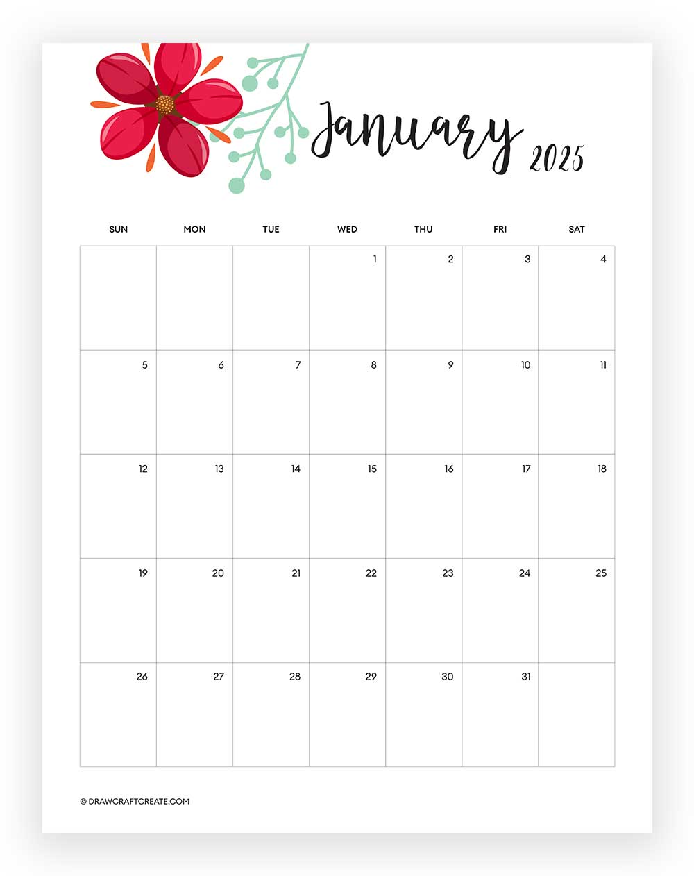 january 2025 calendar