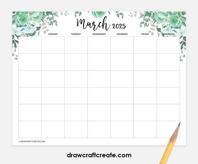 March 2025 Calendars Printable Free - Draw Craft Create