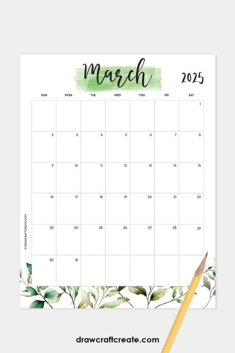 March 2025 Calendars Printable Free - Draw Craft Create