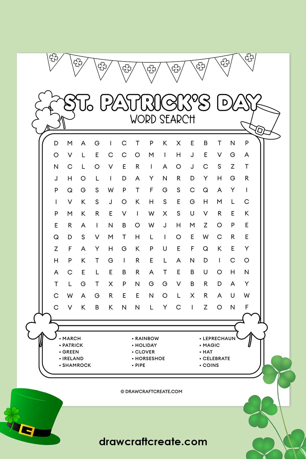 printable St. Patrick's Day word search