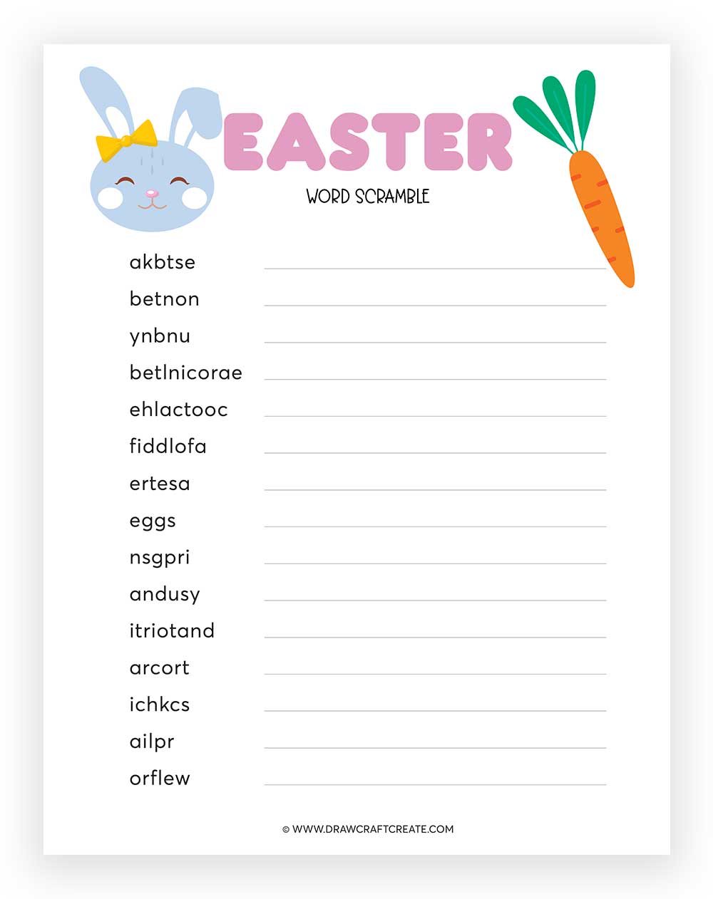 printable easter word scramble