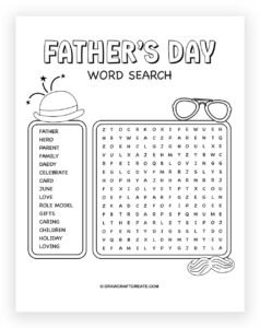 Father's Day Word Search Printable - Draw Craft Create