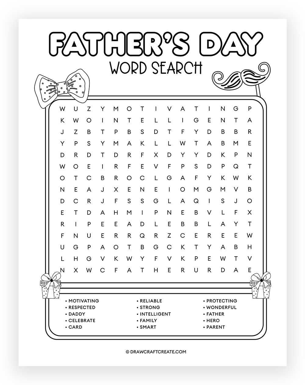 printable fathers day word search