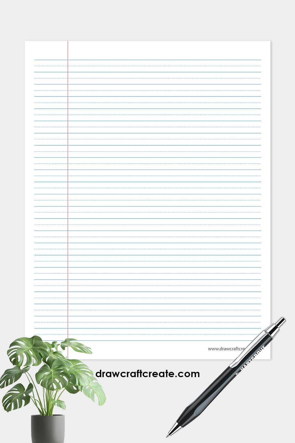 printable handwriting lined paper with margin blue