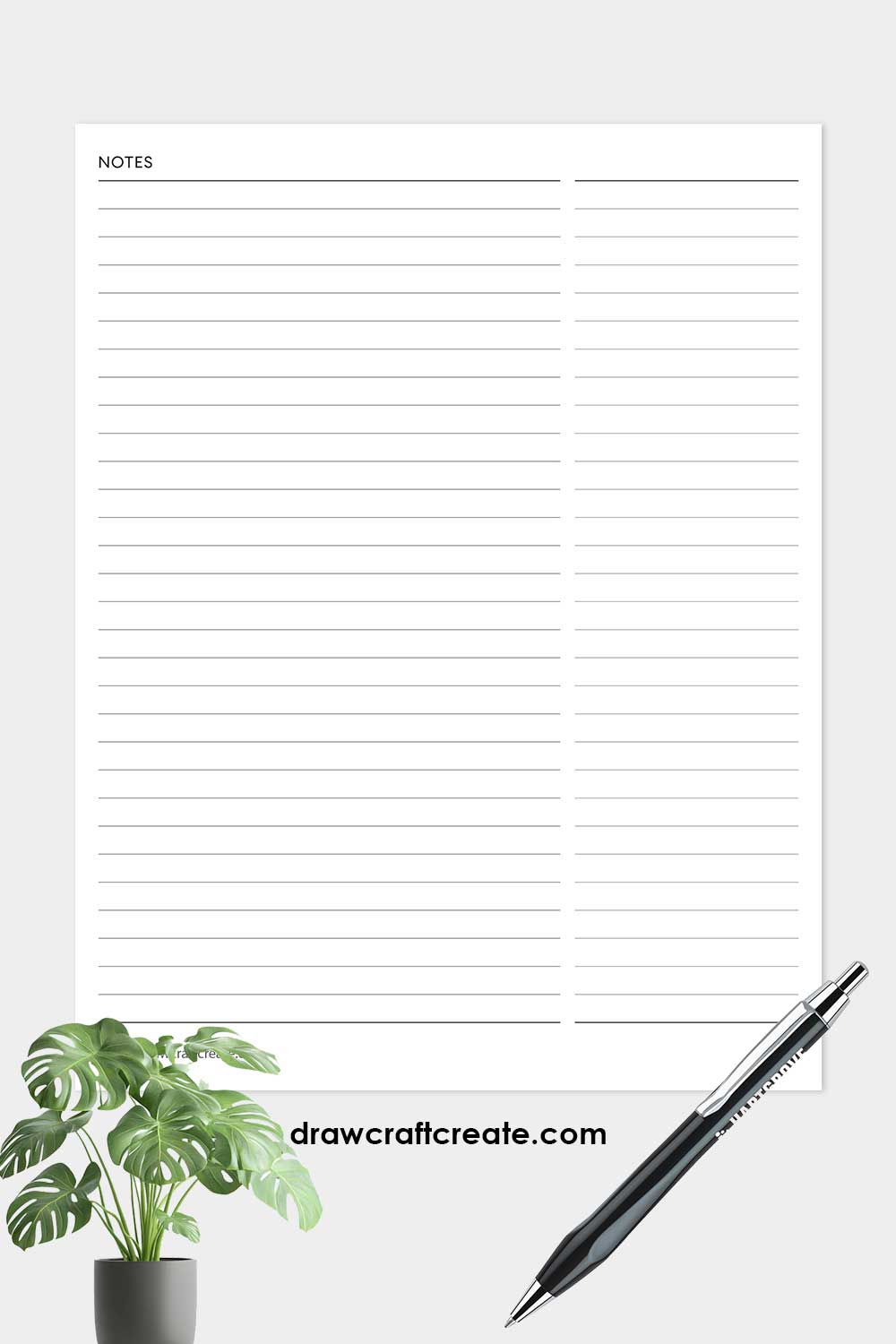 printable lined paper 2 column left