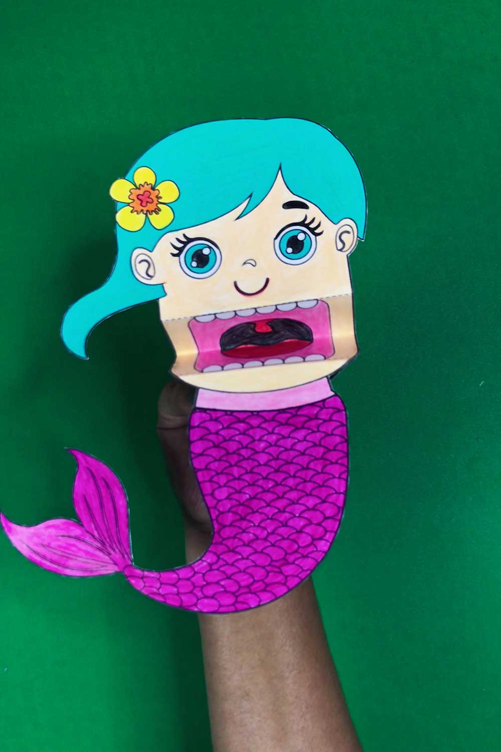 printable mermaid puppet