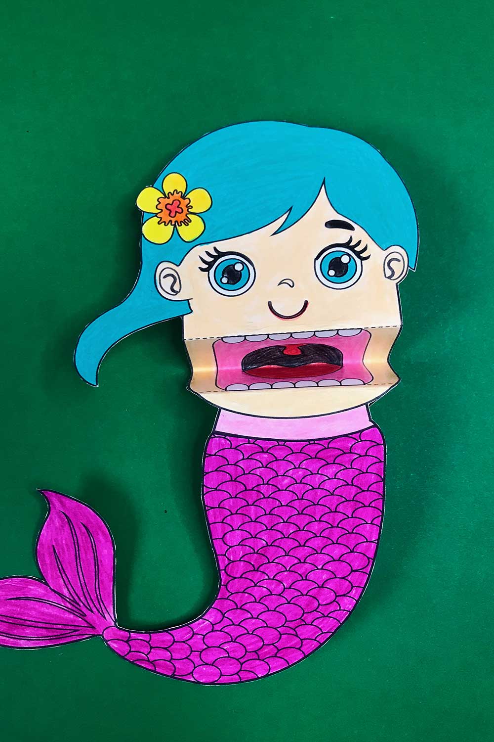 printable mermaid puppet