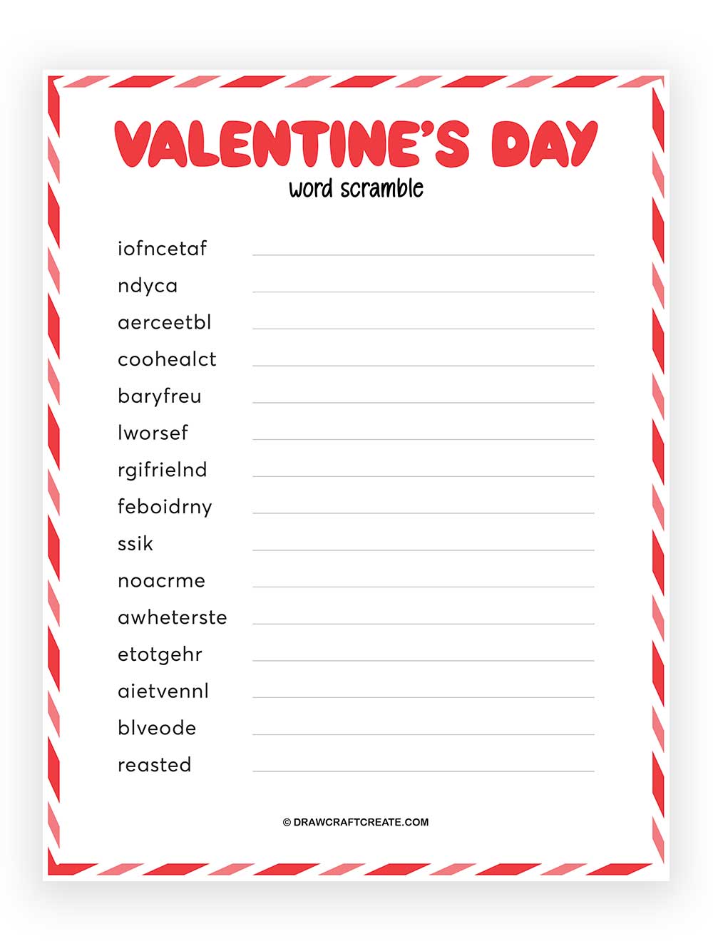 printable valentines day word scramble