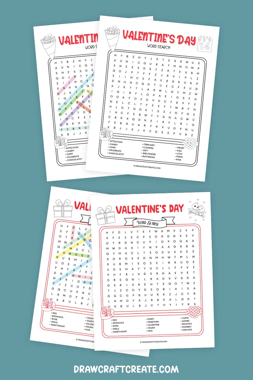 valentines day word search answer key