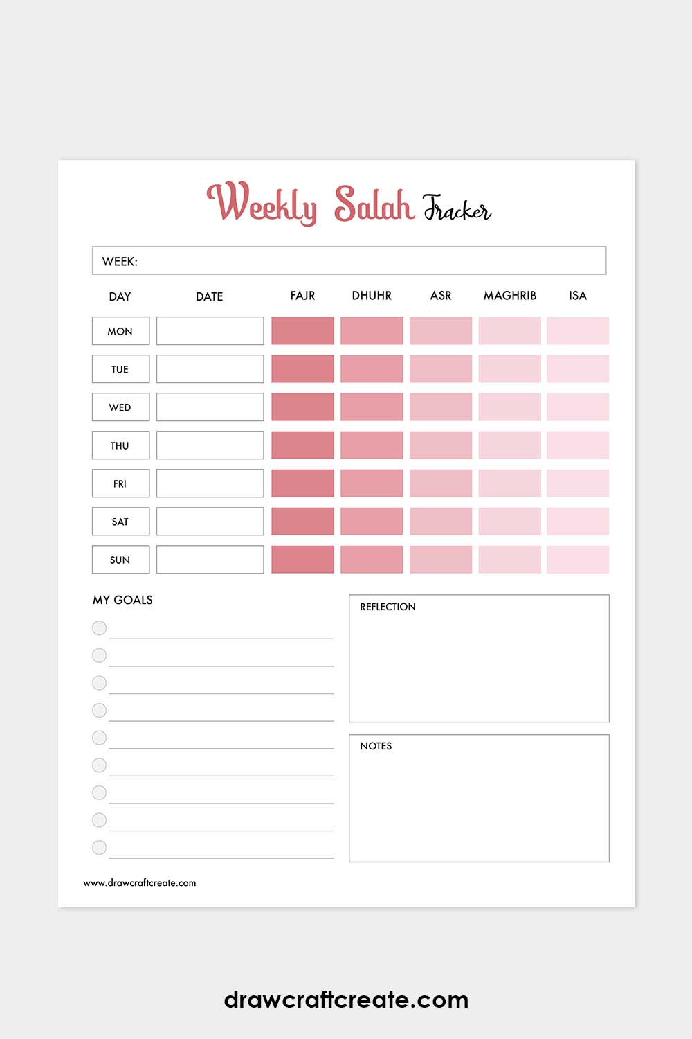 weekly salah tracker