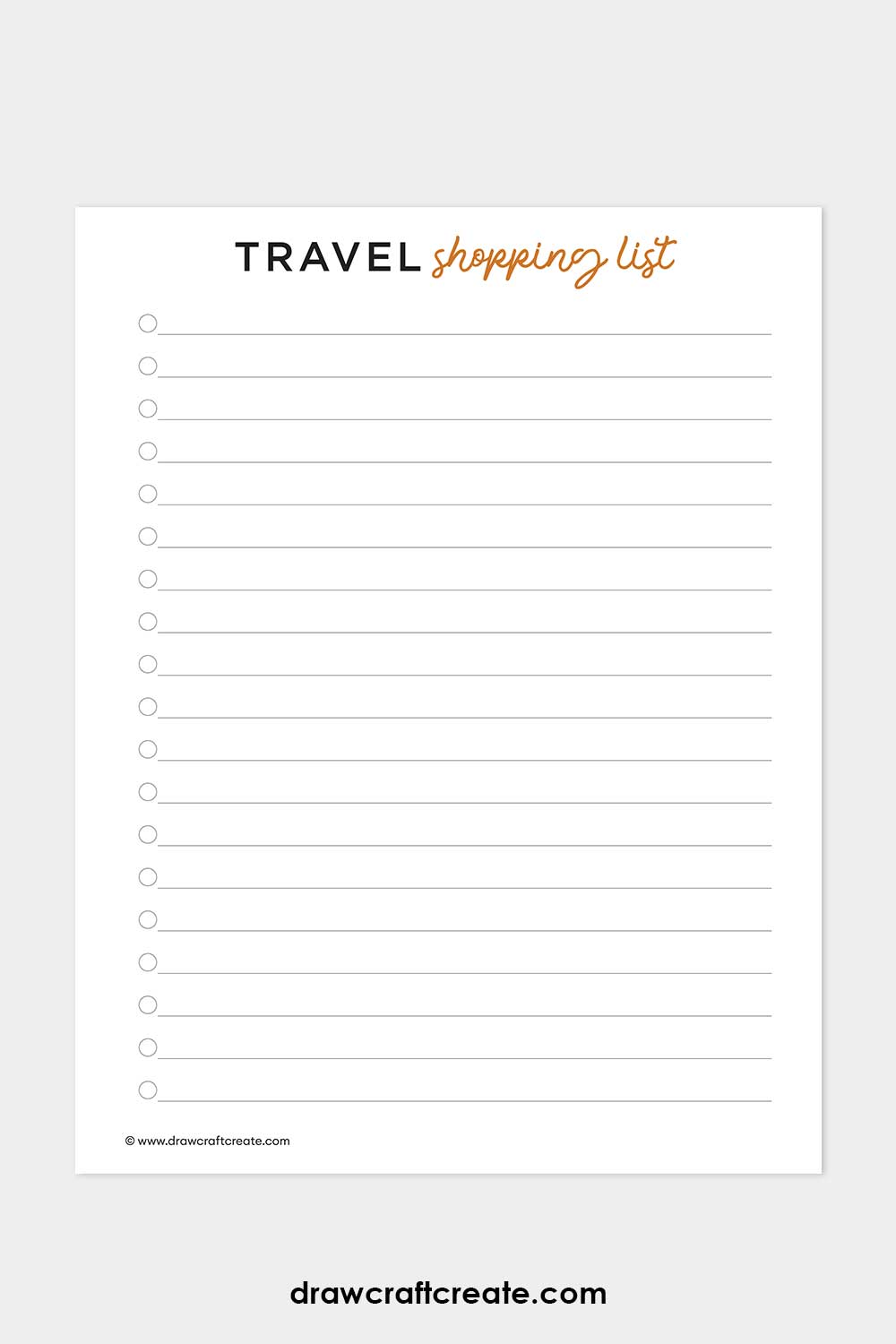 travel shopping list