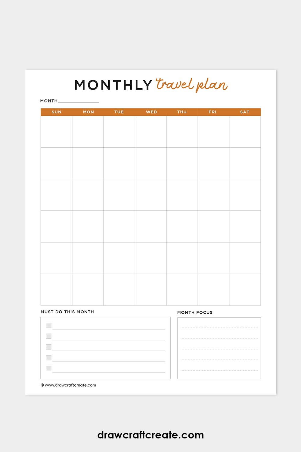 travel monthly plan