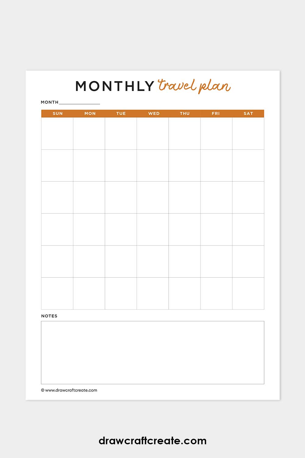 travel monthly plan