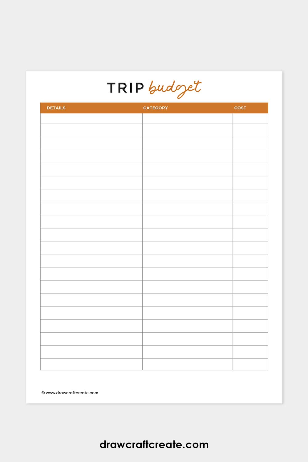 travel budget planner