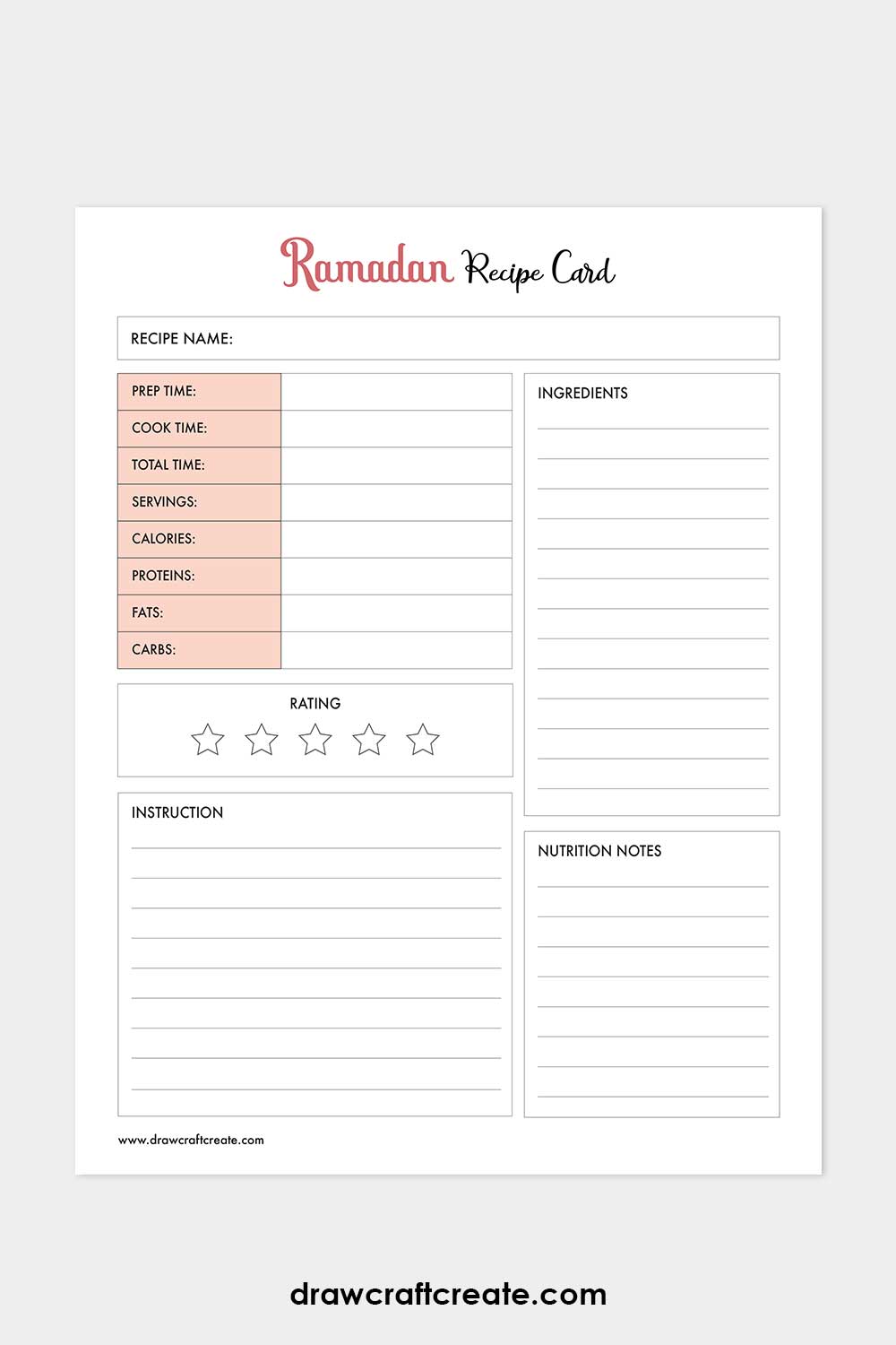 ramadan recipe card