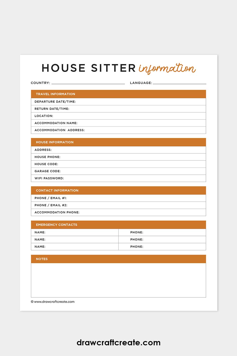 house sitter information