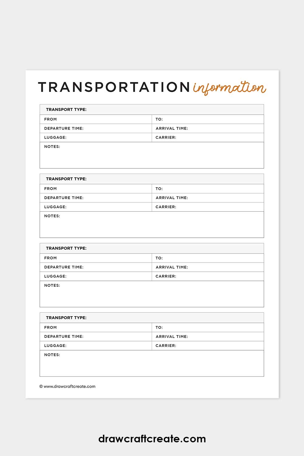 transportation information