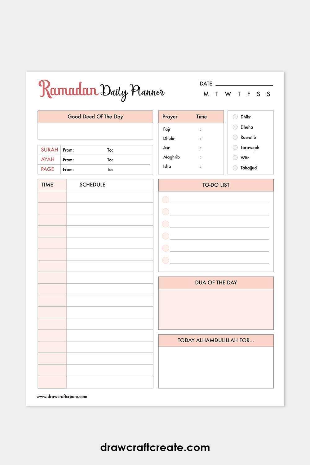 ramadan daily planner