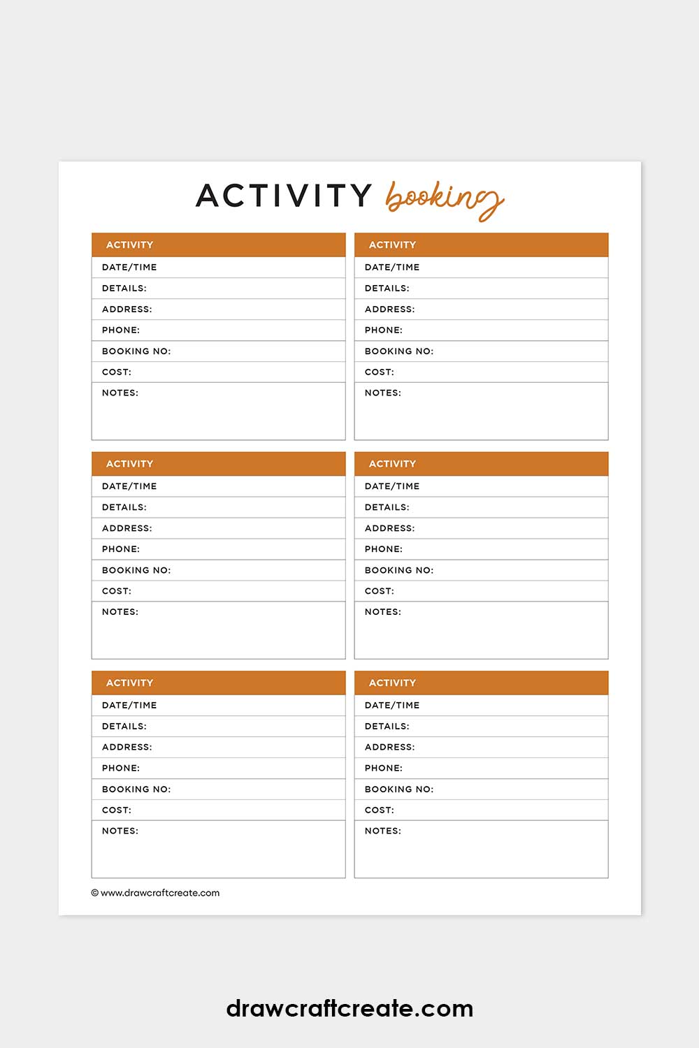 travel activity booking