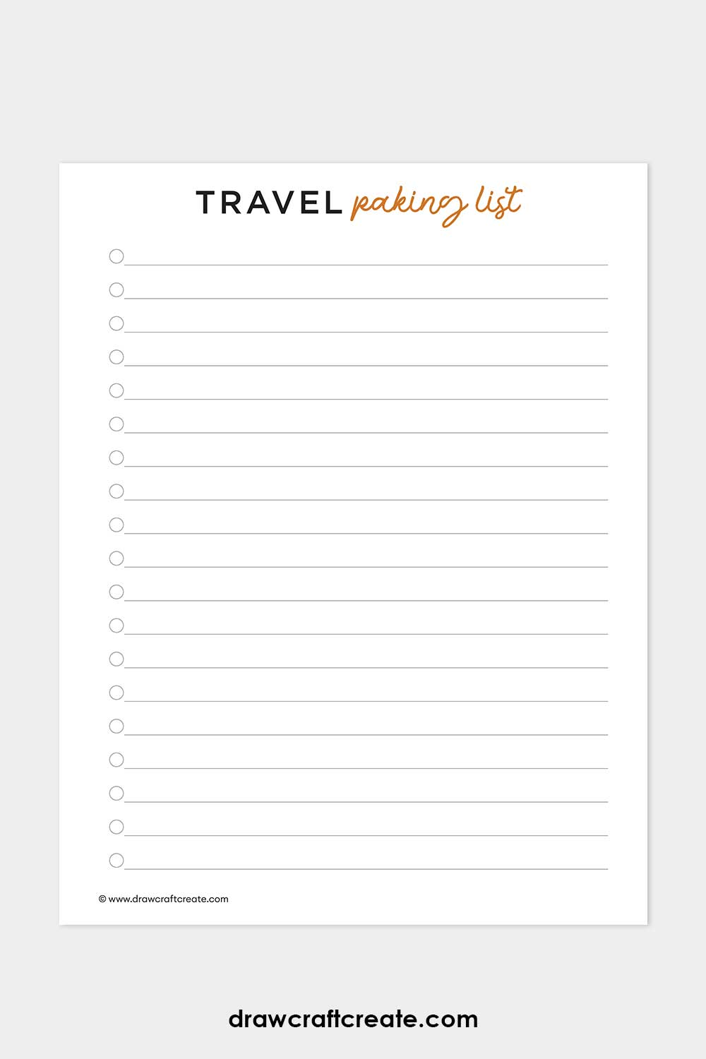 travel packing list