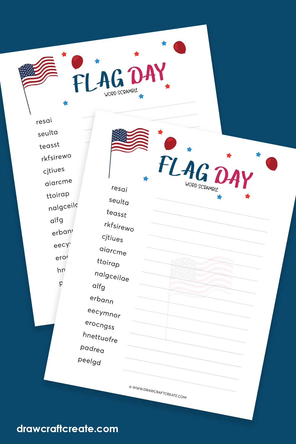 Flag Day Word Scramble Printable