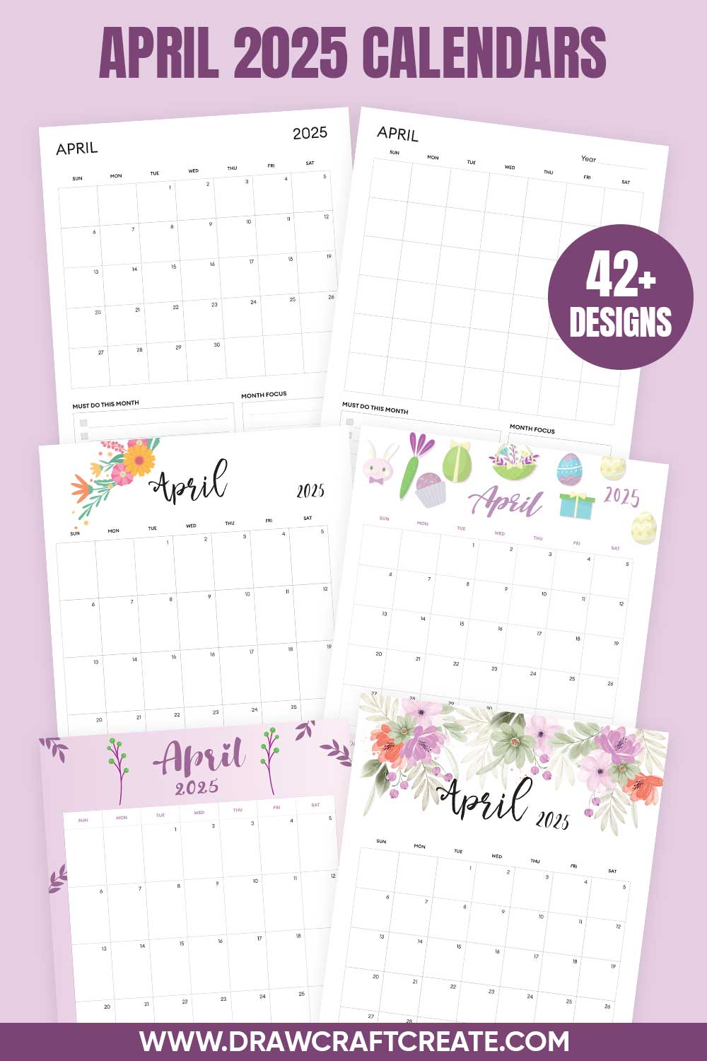 Free Printable April 2025 Calendars