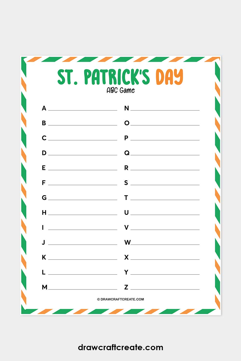 Printable St. Patrick's Day Abc game