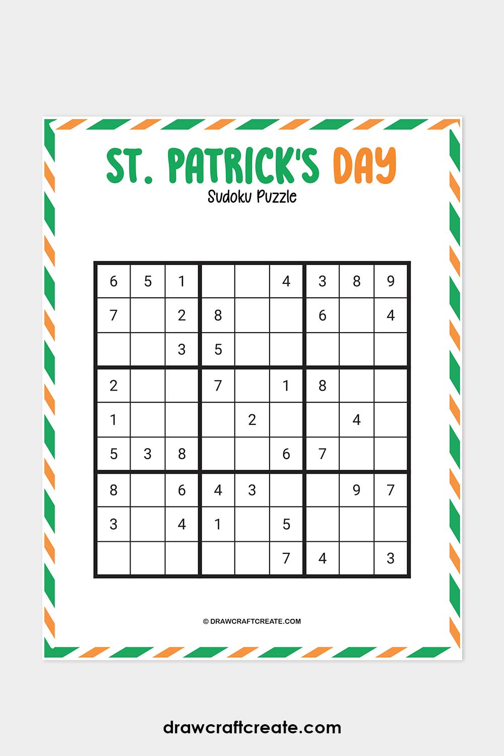 Printable St. Patrick's Day sudoku