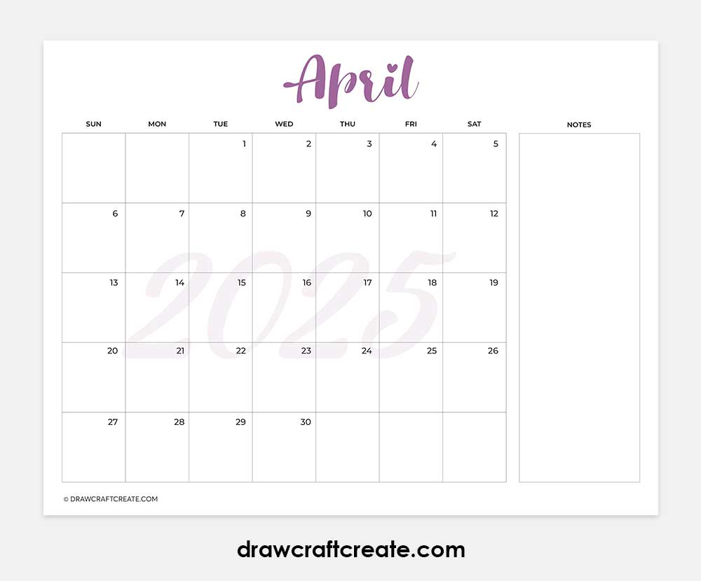 april 2025 calendar