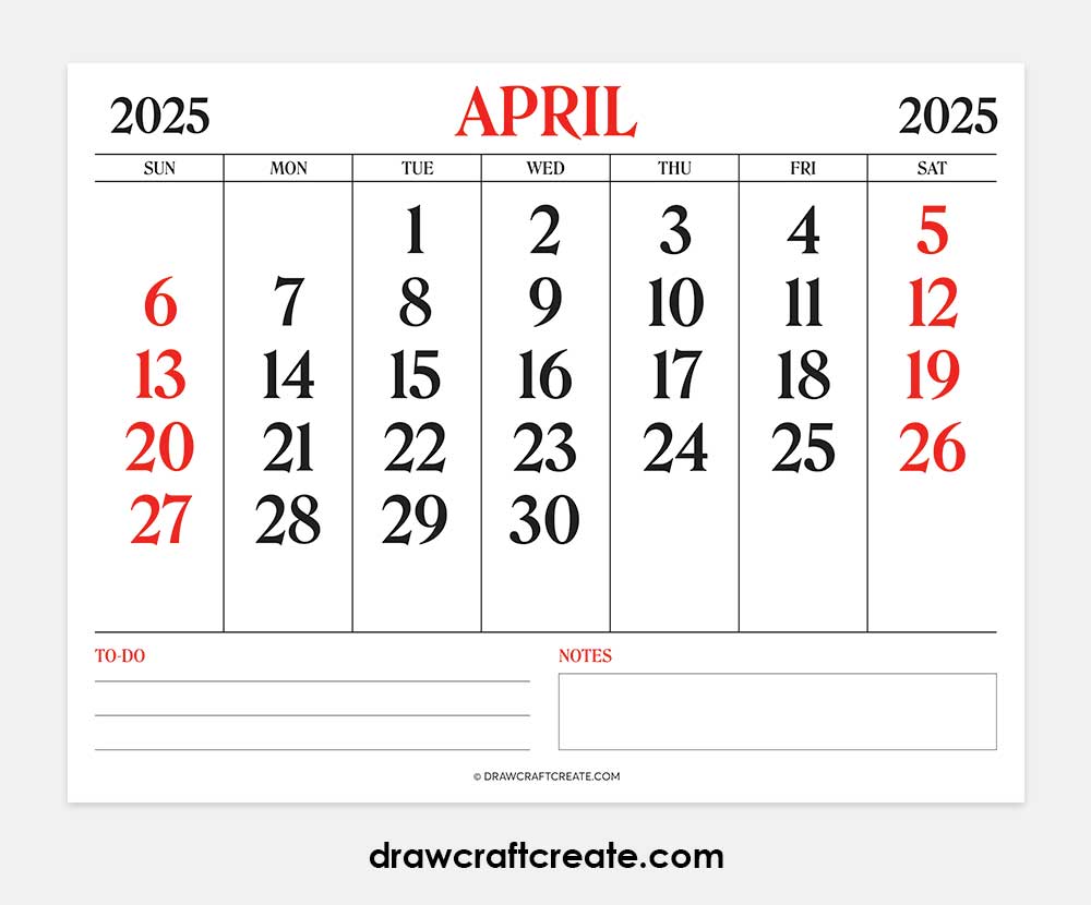 april 2025 calendar