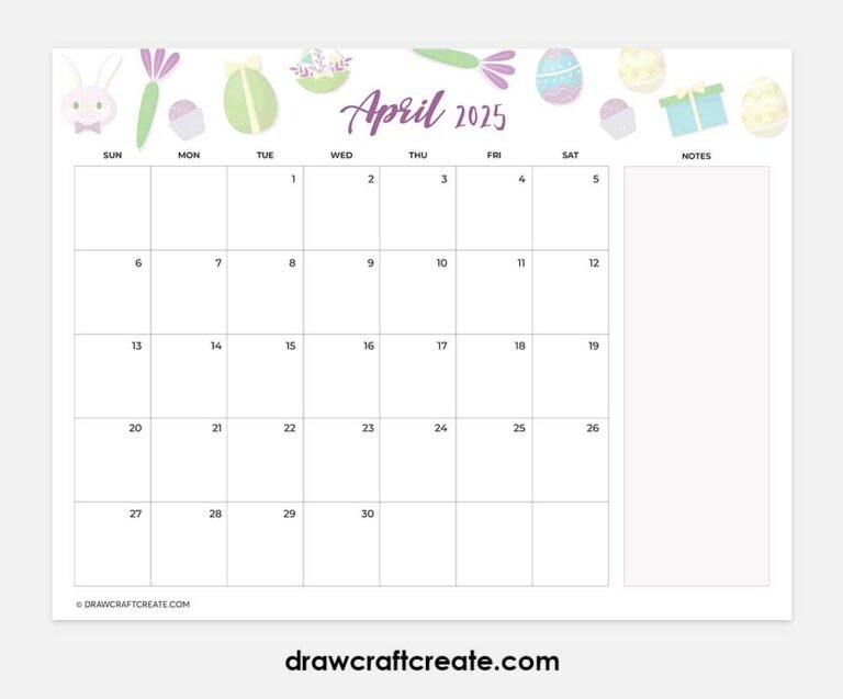 Free Printable April 2025 Calendars (42 Templates) Draw Craft Create
