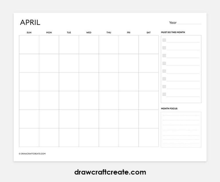 Free Printable April 2025 Calendars (42 Templates) - Draw Craft Create