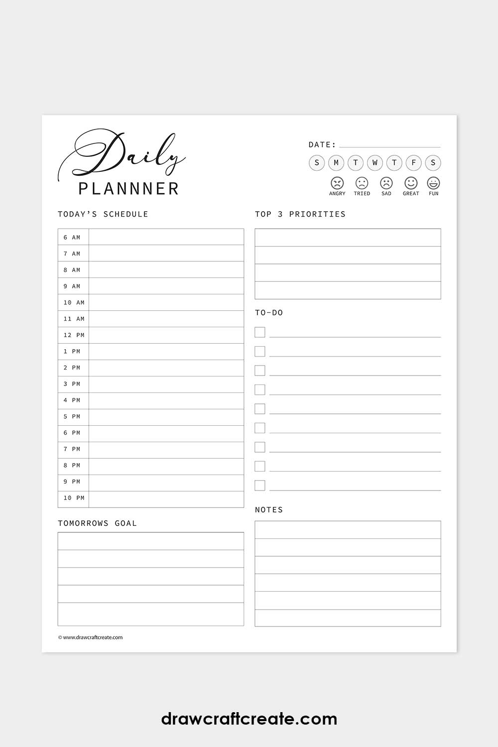 free daily planner template