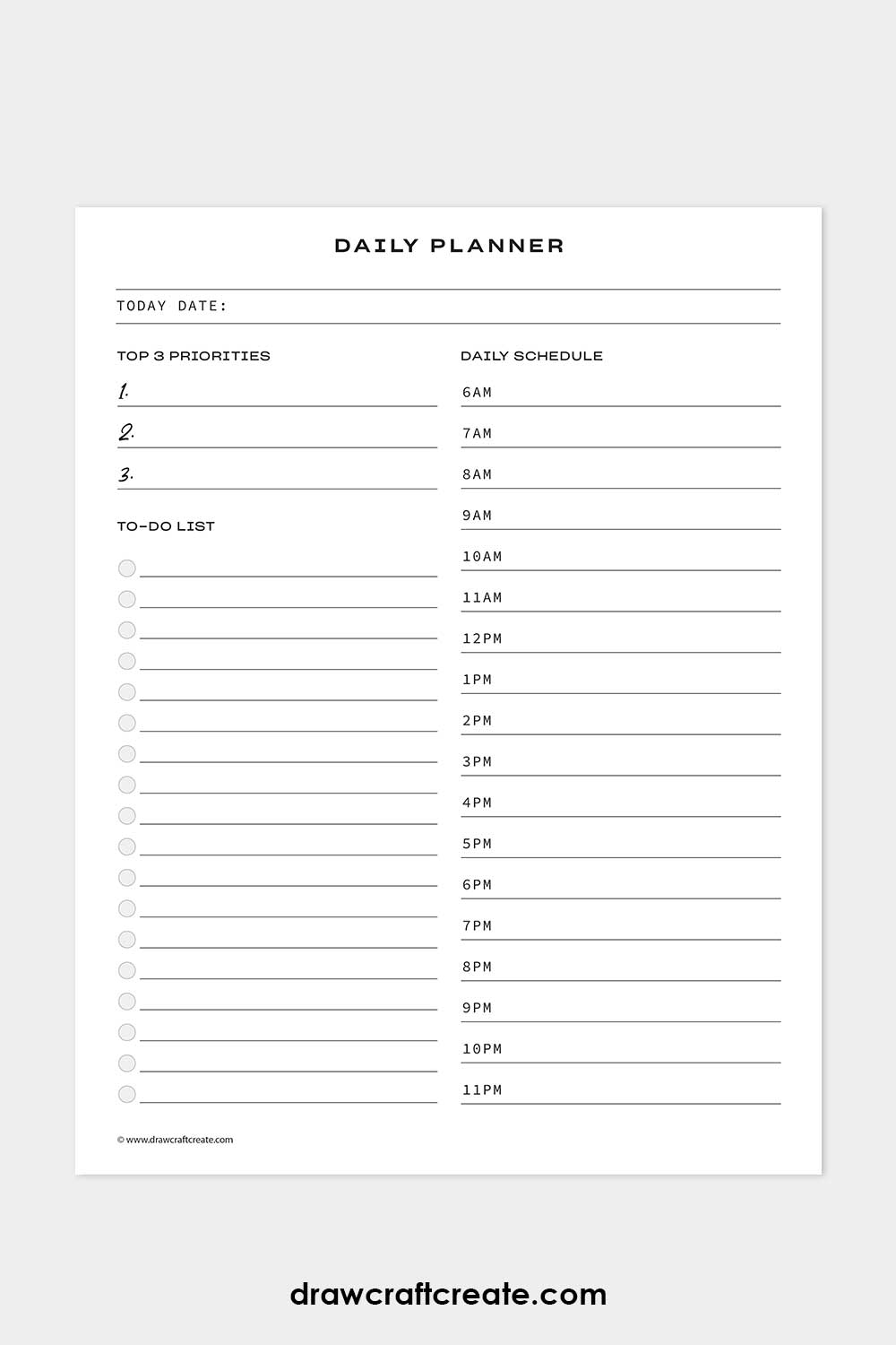 free daily planner template