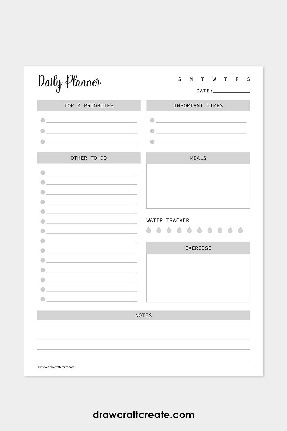 free daily planner template