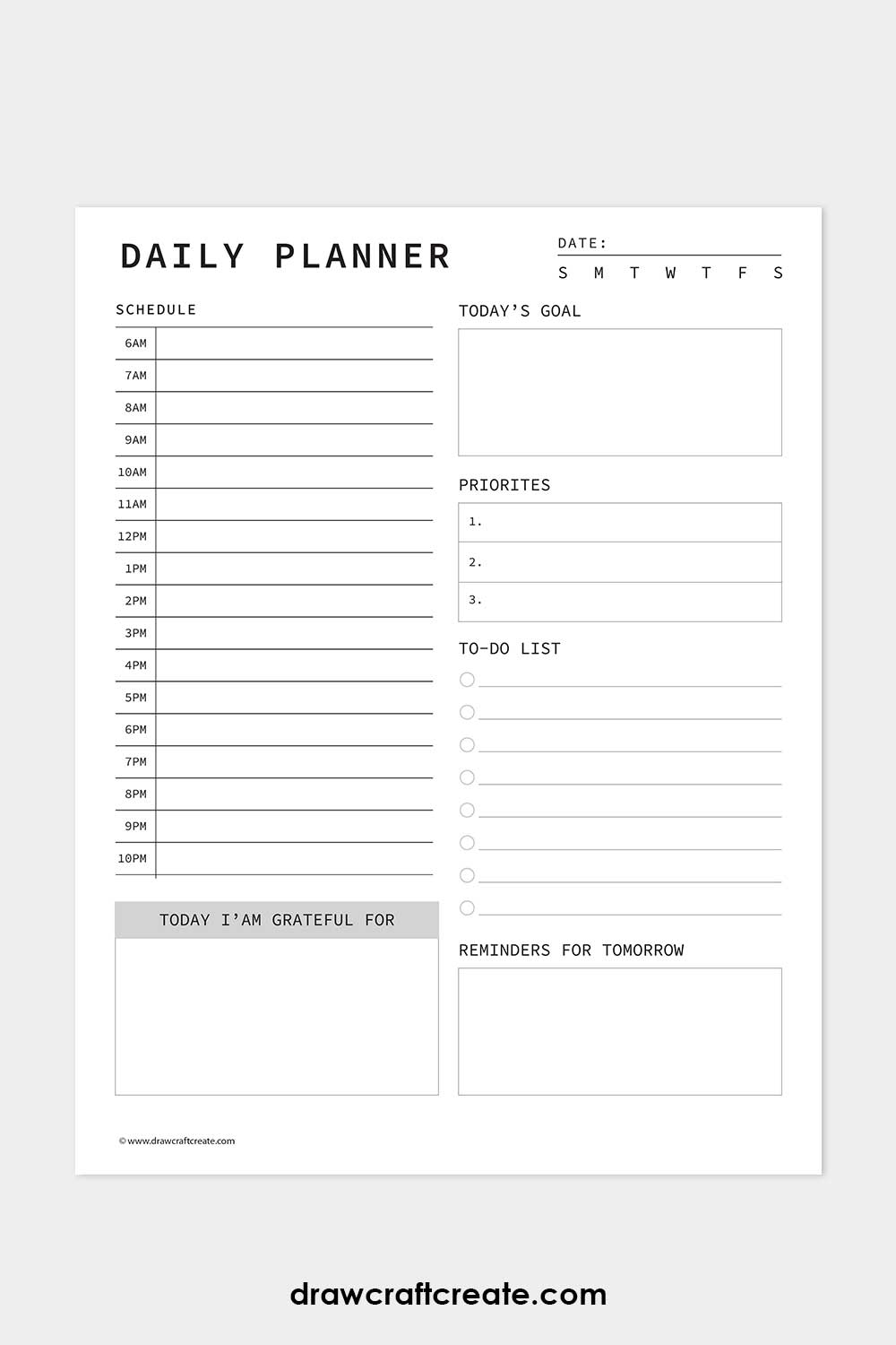 free daily planner template