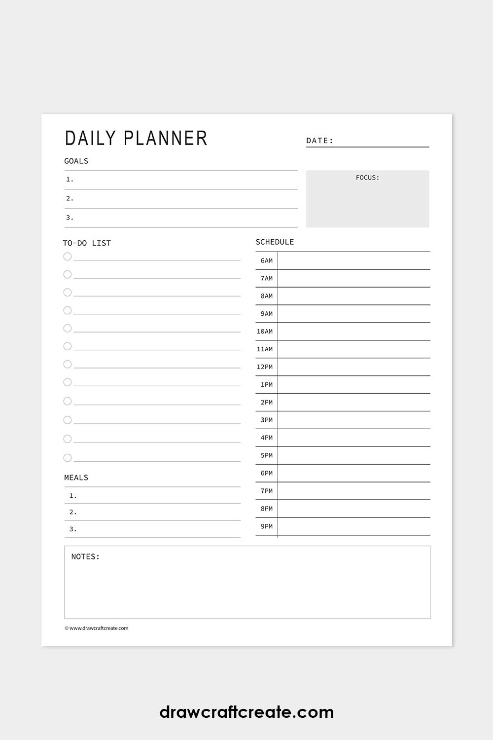 free daily planner template