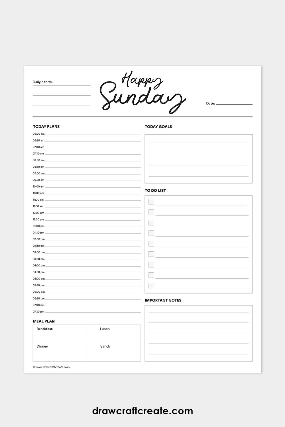 free daily planner template