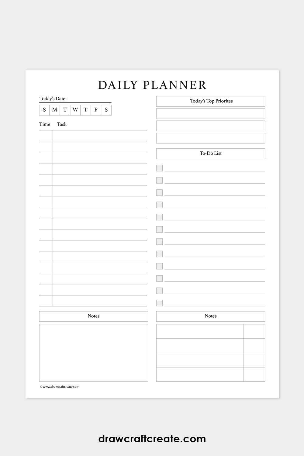 free daily planner template