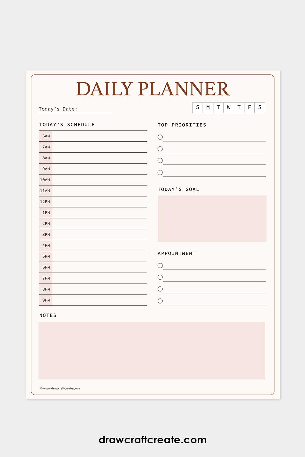 free daily planner template