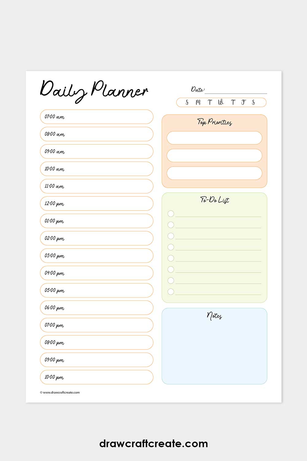 free daily planner template