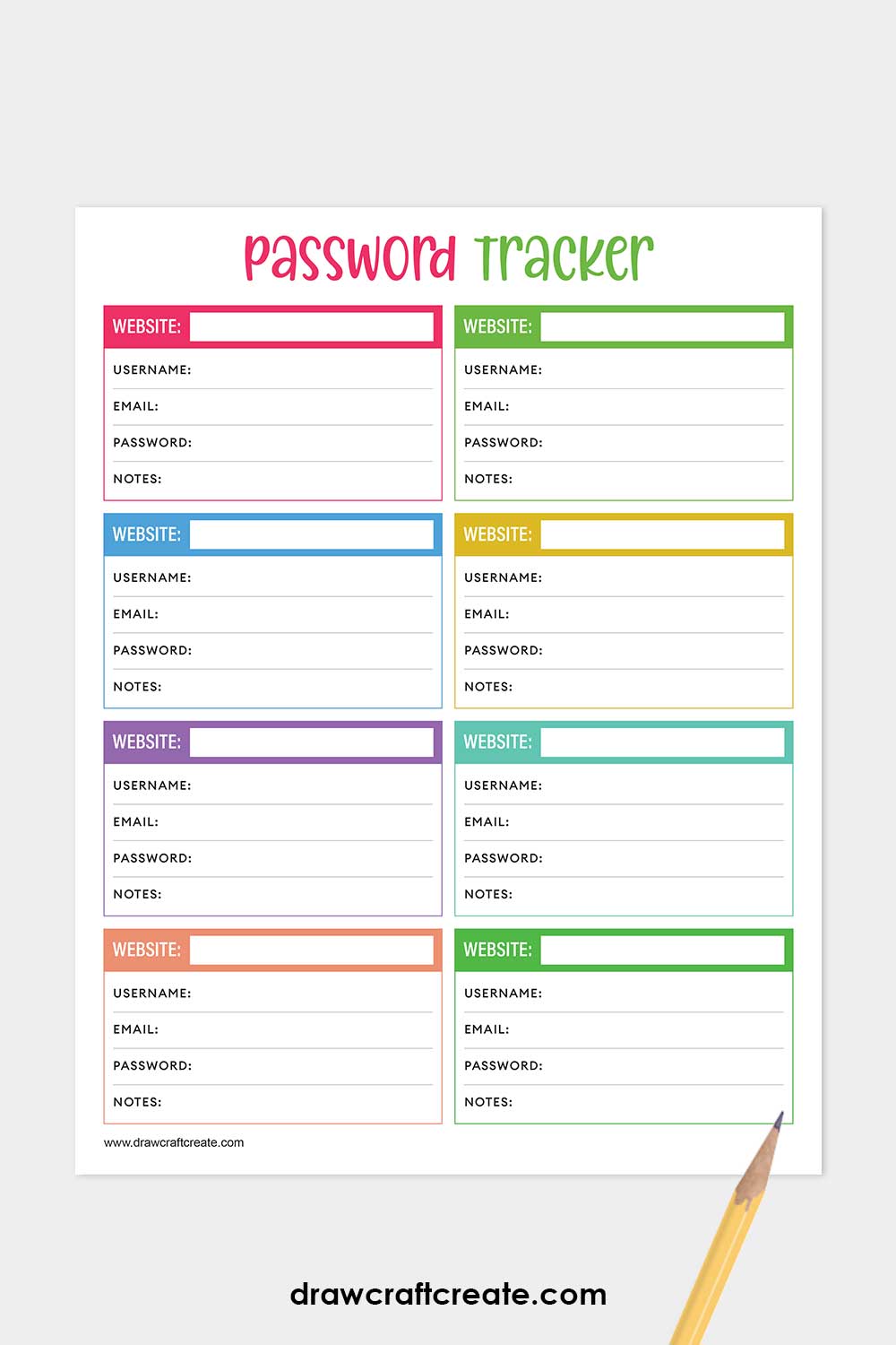 password tracker printable template