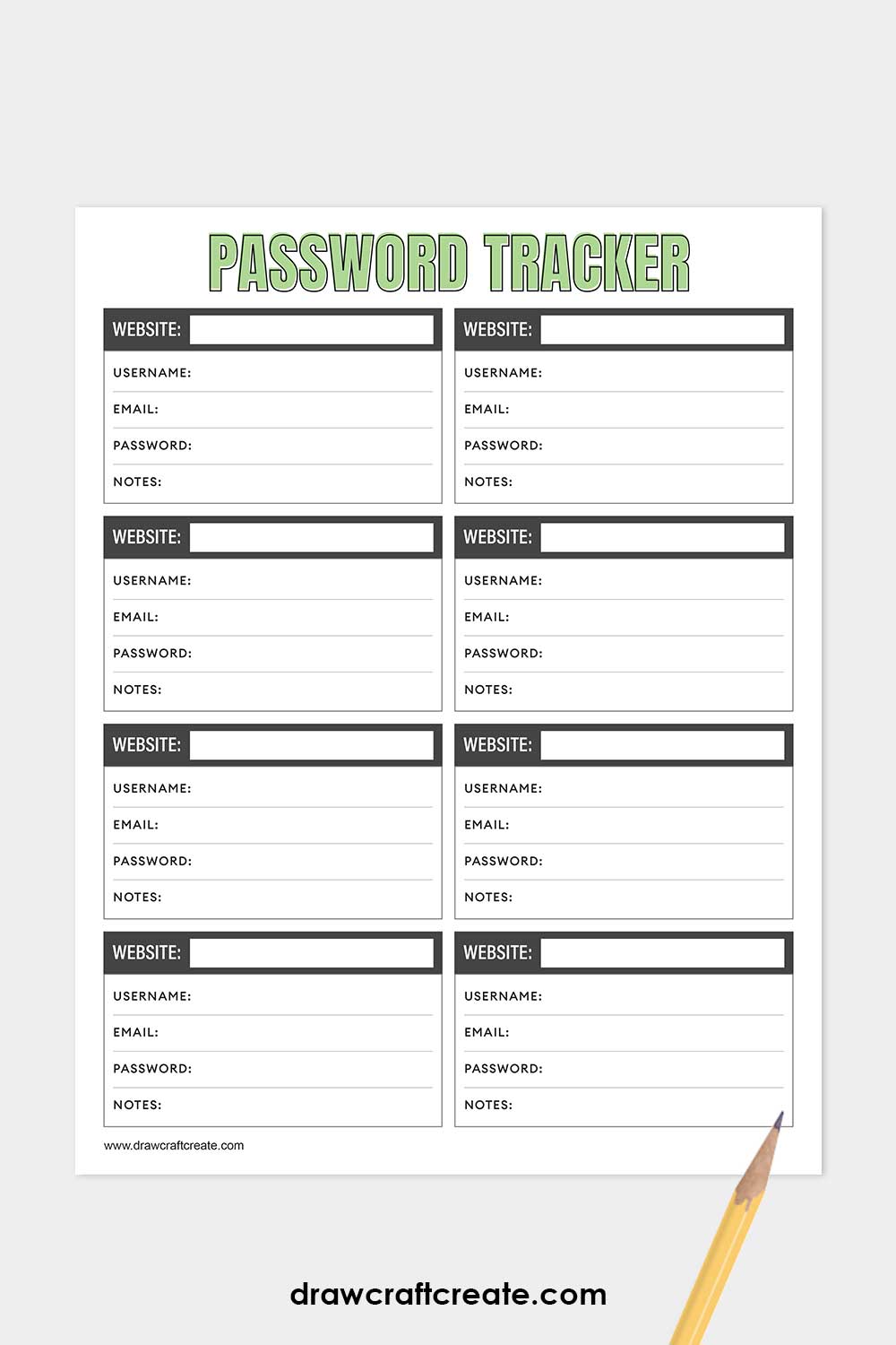 password tracker printable template