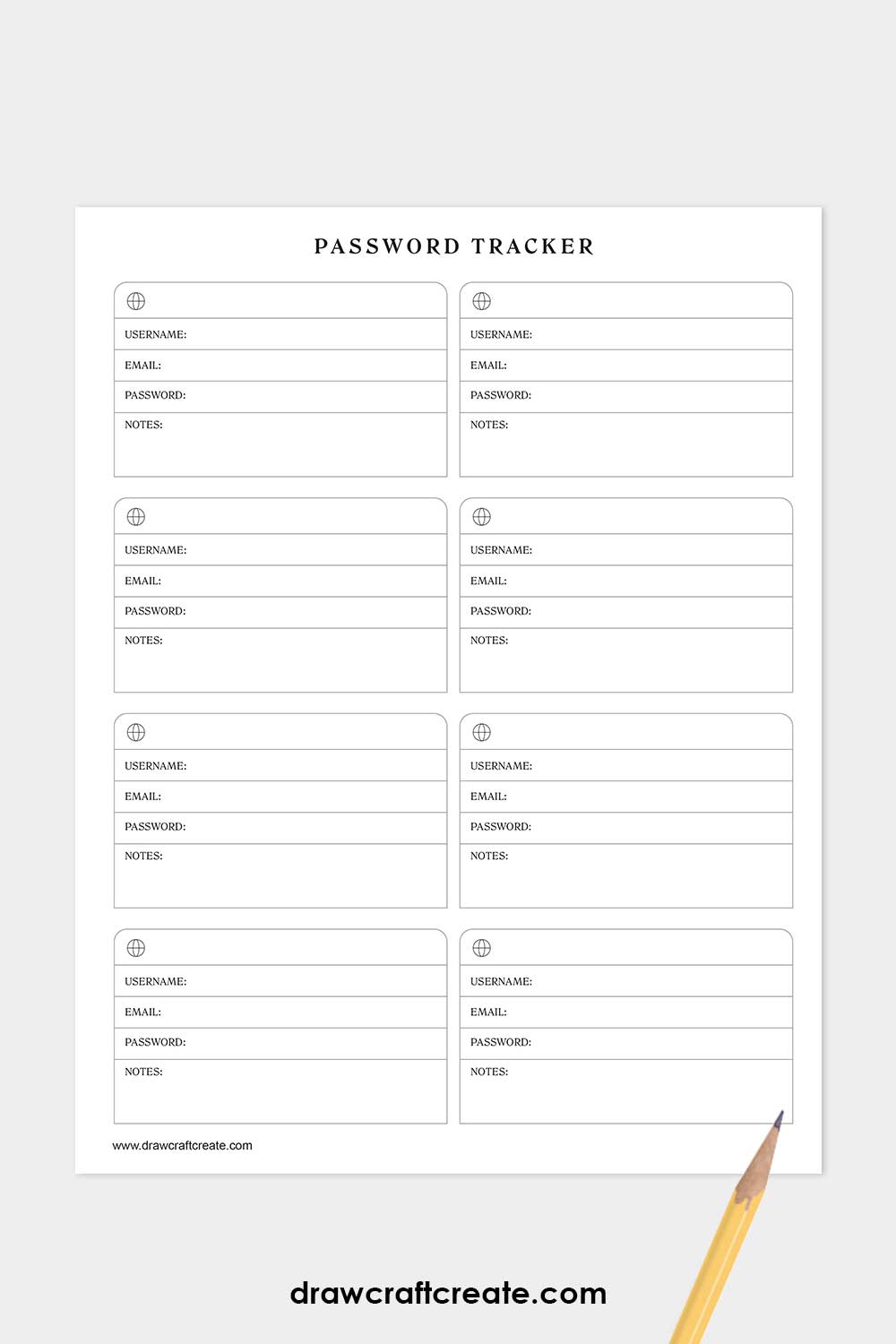 password tracker printable template