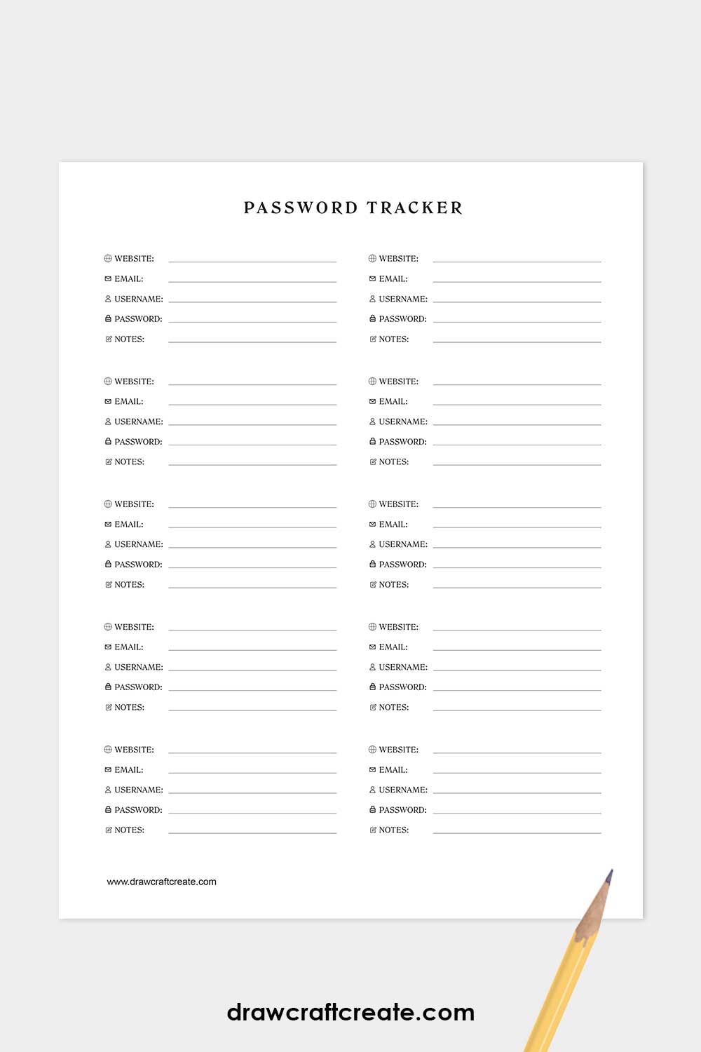 password tracker printable template